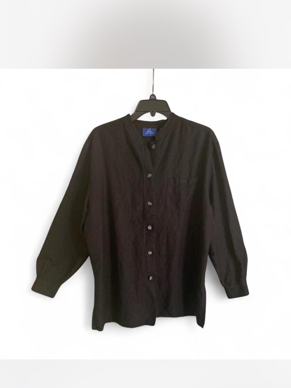 Preppy Linen JH Collectibles  Black Mandarin Collar Button-Down Shirt size XL